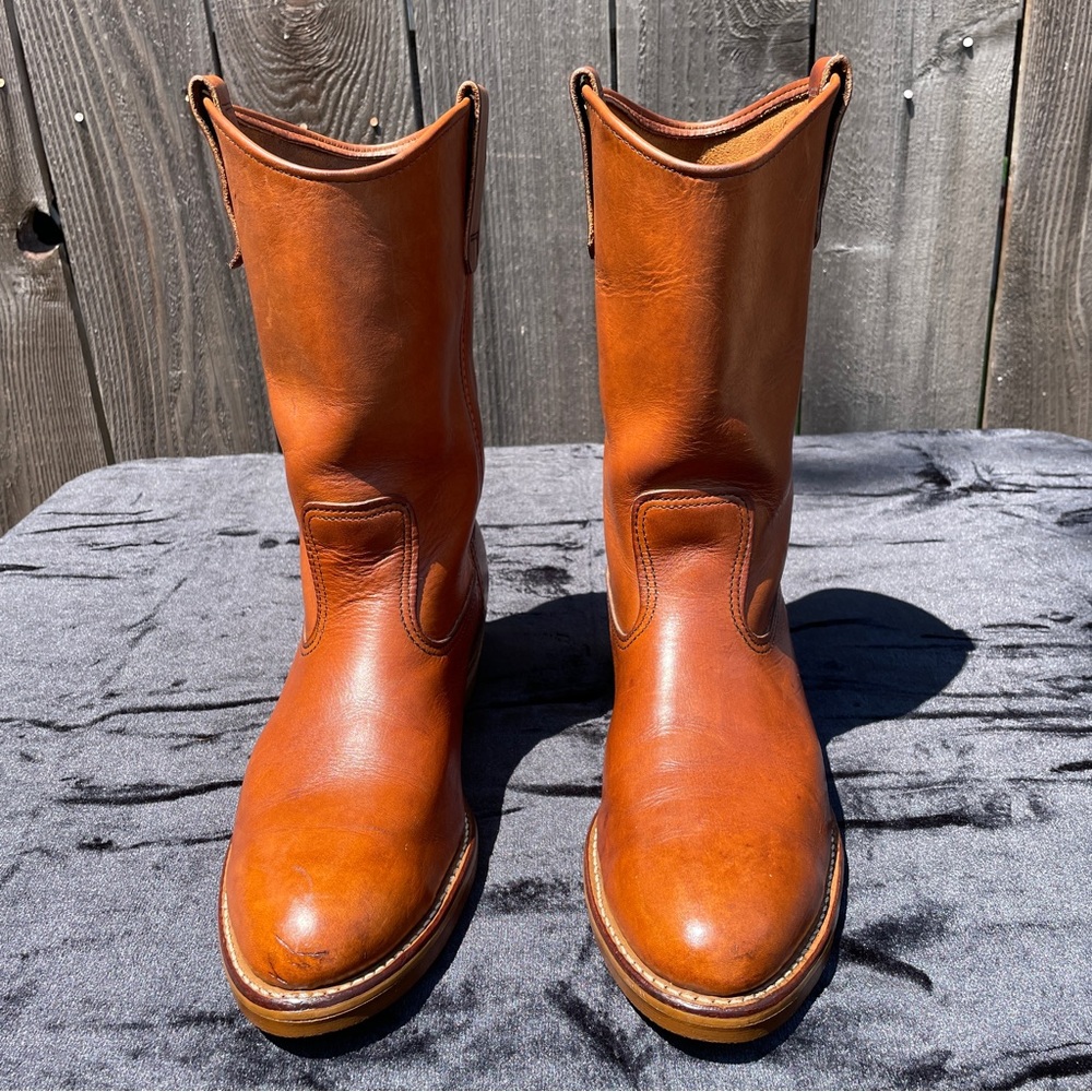 Red Wing Shoes Tan Cowboy Western Boots with Rounded Toe